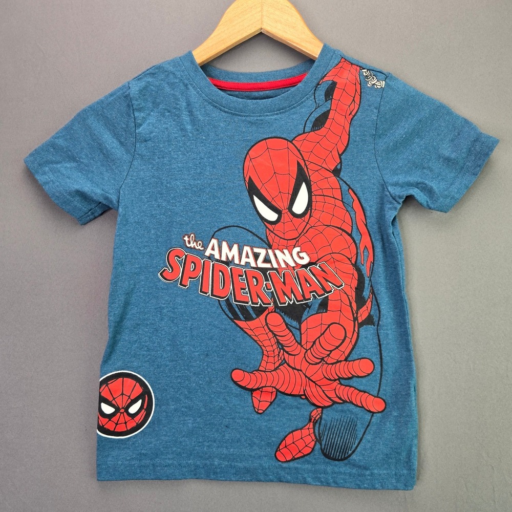 Marvel Spider-Man T-Shirt The Amazing Graphic Tee Size 6 Blue Short Sleeve Tee